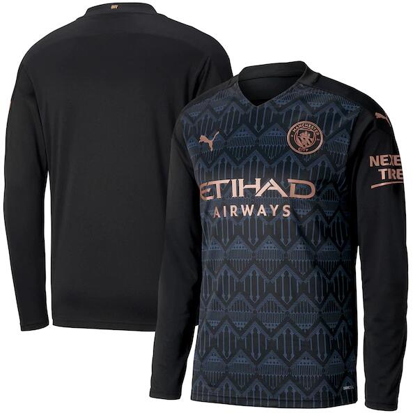 Manchester City Long Sleeve Away Kit Soccer Jersey 2020/21